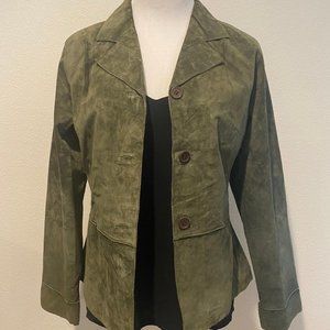 **SOLD** Olive Leather Blazer by Brandon Thomas